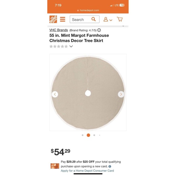 Farmhouse 55” Tree‎ Skirt - Margot Mint Christmas Lace VHC - Picture 7 of 7